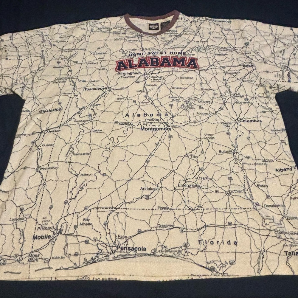 Vintage Alabama “State of Mine” AOP Map T-Shirt Size XXL
